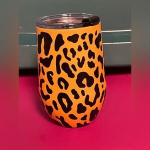Leopard Print Stainless Steel Wine Tumbler With Lid